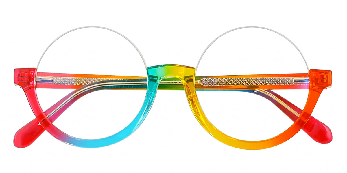 Multicolor Round Unique Gorgeous Spring Hinges Custom Engraving Eyeglasses | WhereLight