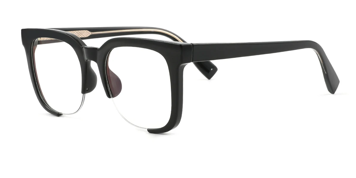 Black Rectangle Simple Custom Engraving Eyeglasses | WhereLight