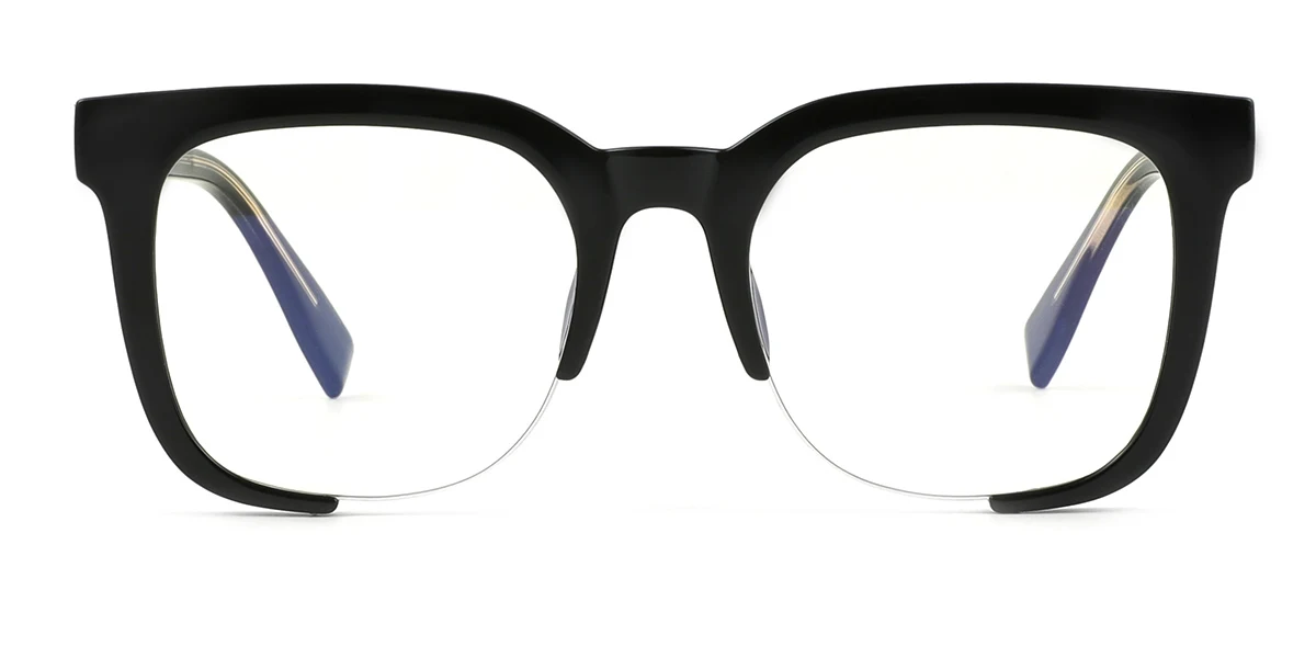 Black Rectangle Simple Custom Engraving Eyeglasses | WhereLight