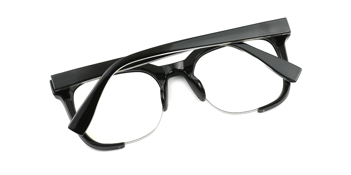 Black Rectangle Simple Custom Engraving Eyeglasses | WhereLight