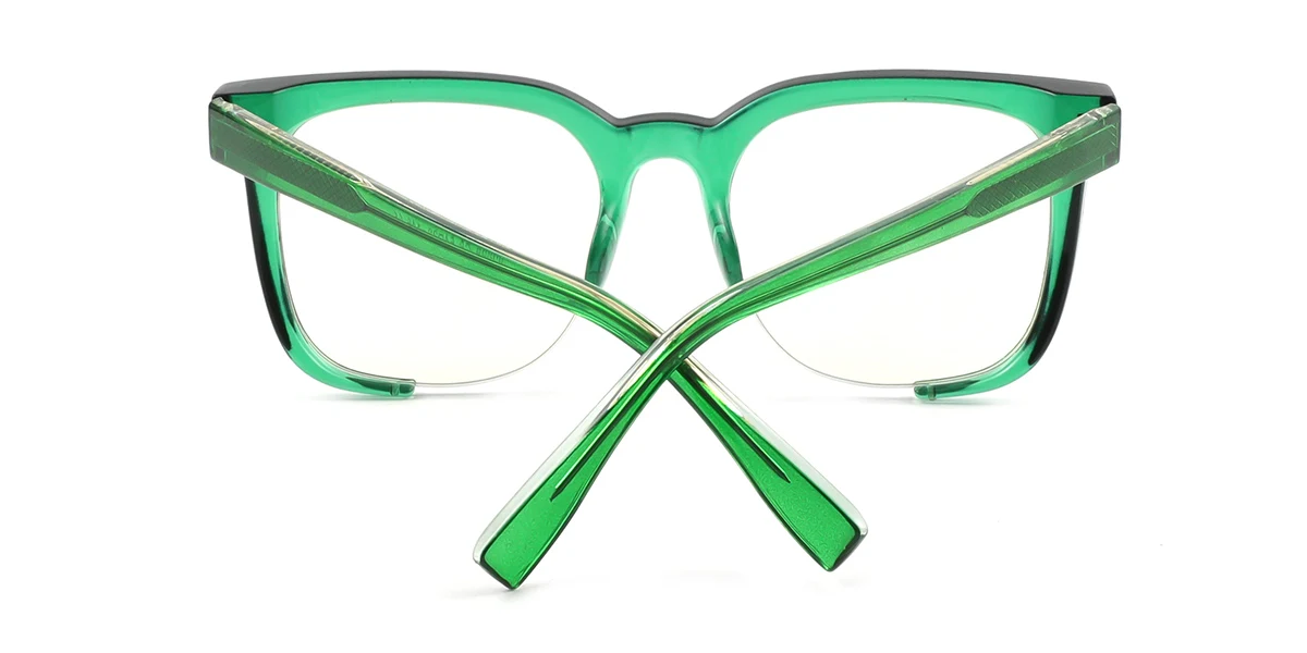 Green Rectangle Simple Custom Engraving Eyeglasses | WhereLight