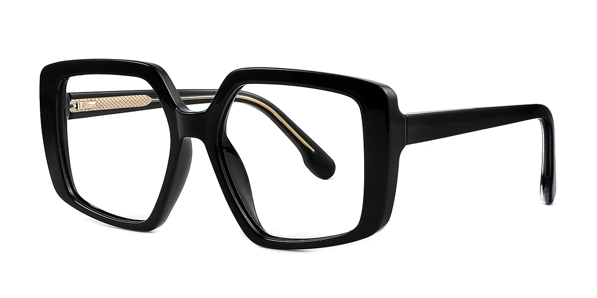 Black Irregular Simple Unique Custom Engraving Eyeglasses | WhereLight