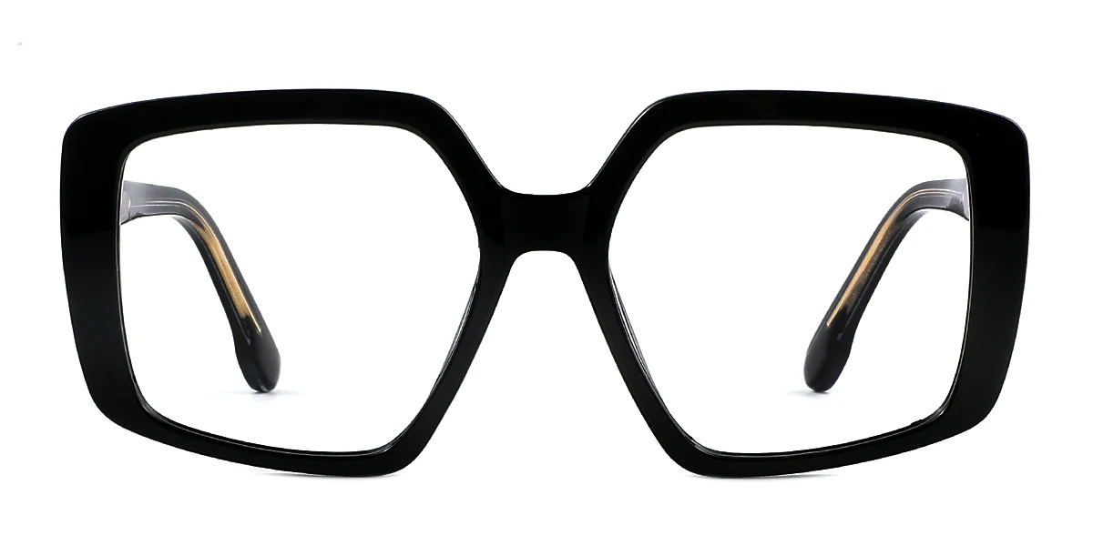 Black Irregular Simple Unique Custom Engraving Eyeglasses | WhereLight