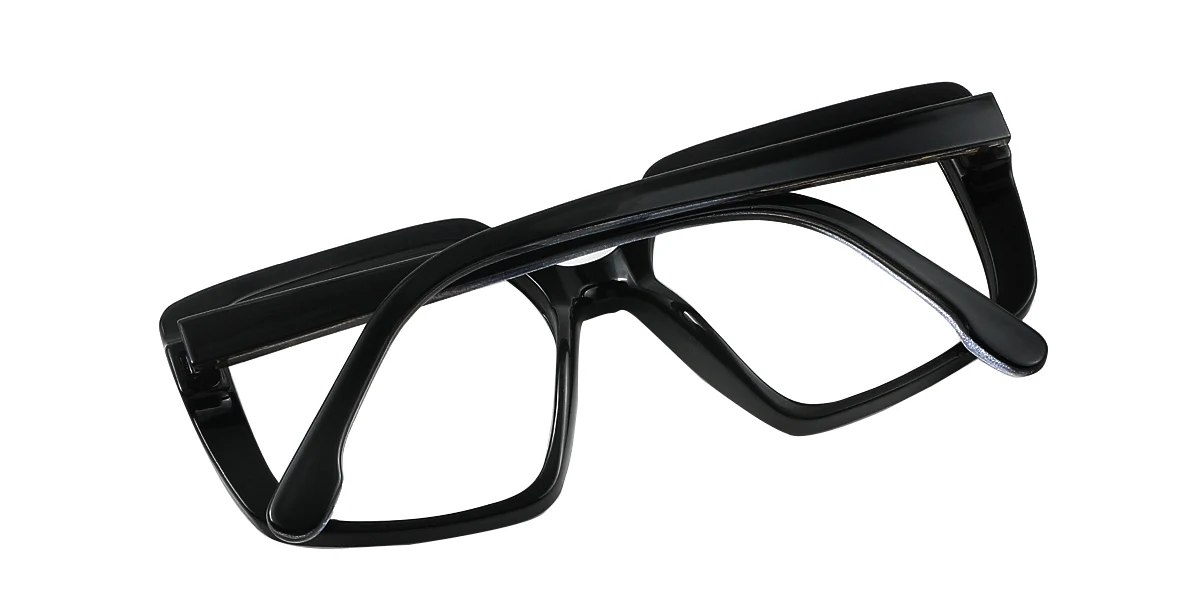 Black Irregular Simple Unique Custom Engraving Eyeglasses | WhereLight