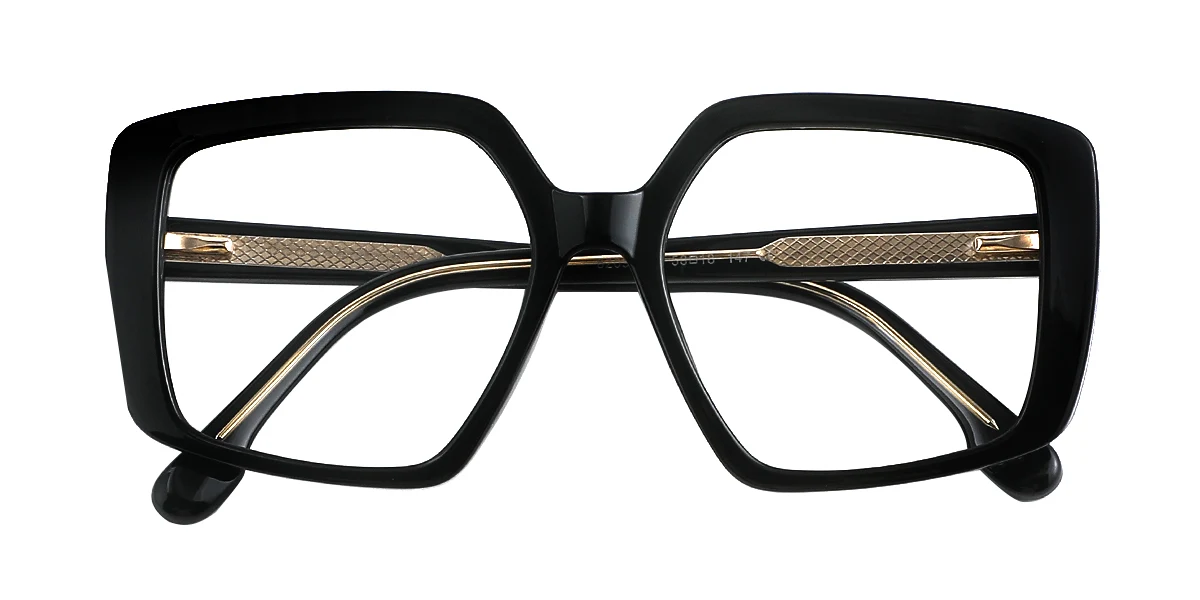 Black Irregular Simple Unique Custom Engraving Eyeglasses | WhereLight