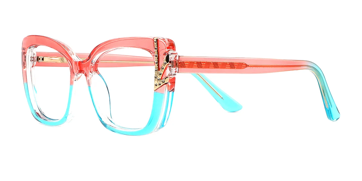 Pink Rectangle Classic Unique Rhinestone Custom Engraving Eyeglasses | WhereLight