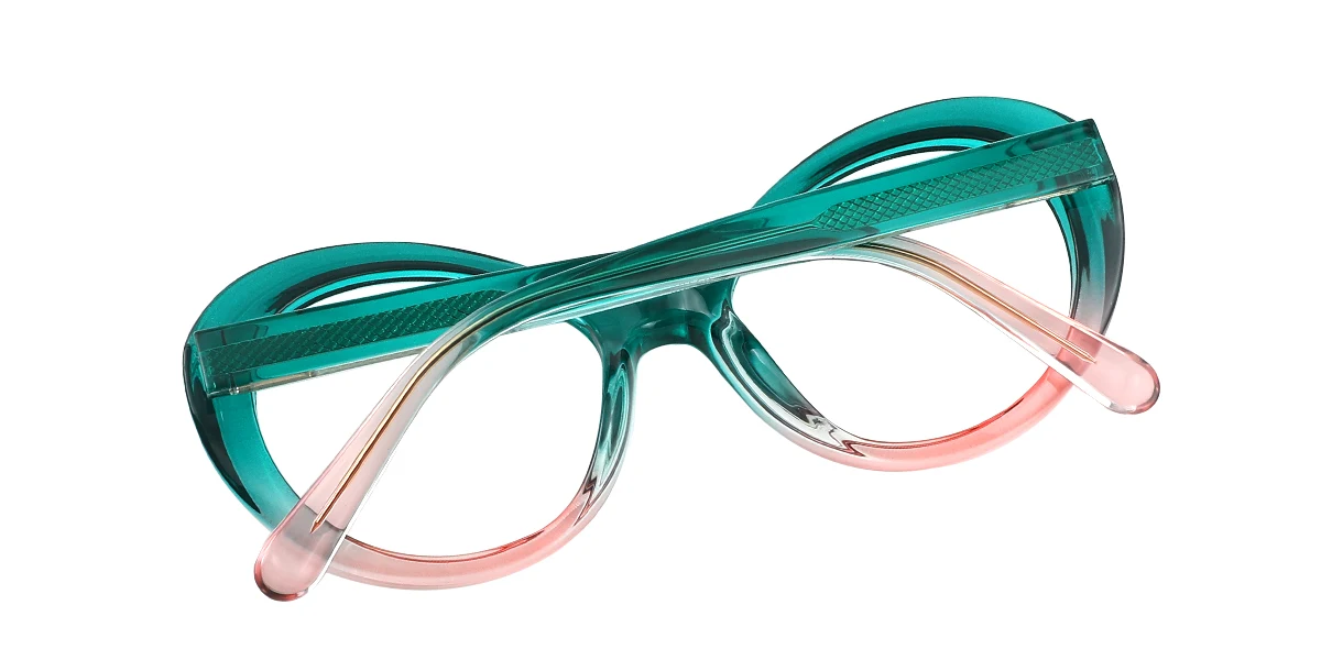 Green Oval Simple Classic Retro Custom Engraving Eyeglasses | WhereLight