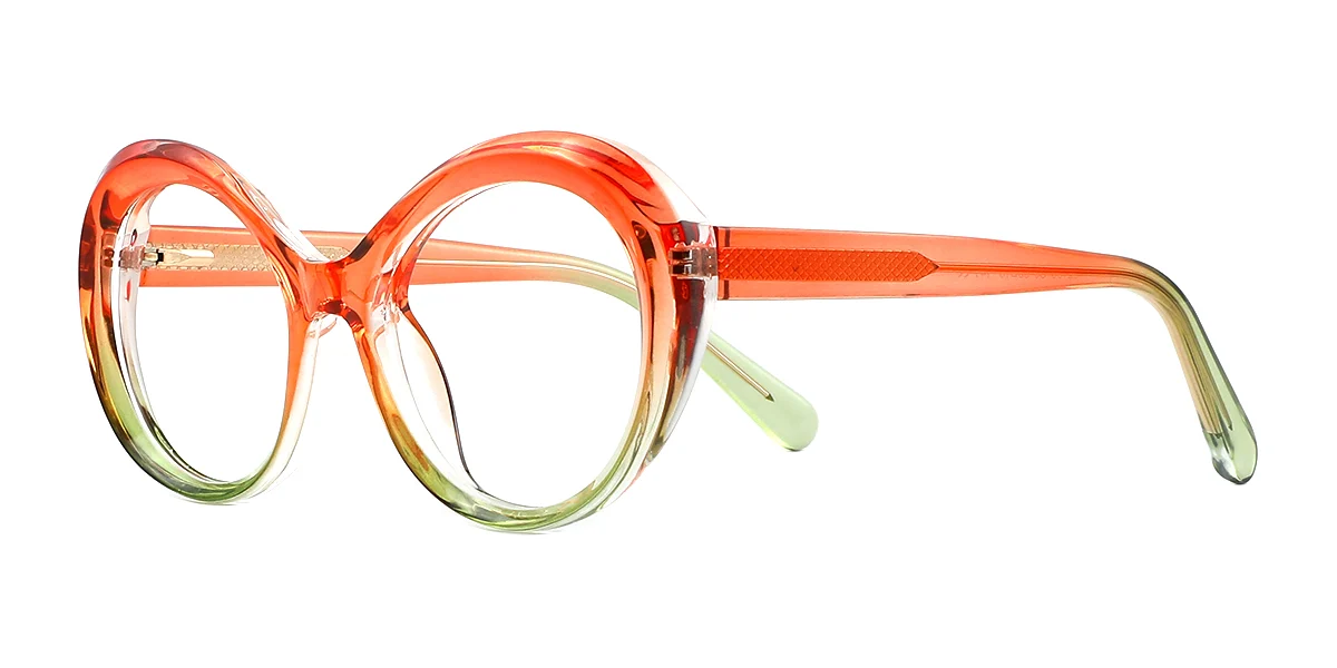 Orange Oval Simple Classic Retro Custom Engraving Eyeglasses | WhereLight