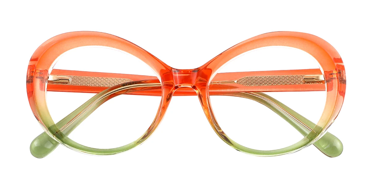 Orange Oval Simple Classic Retro Custom Engraving Eyeglasses | WhereLight