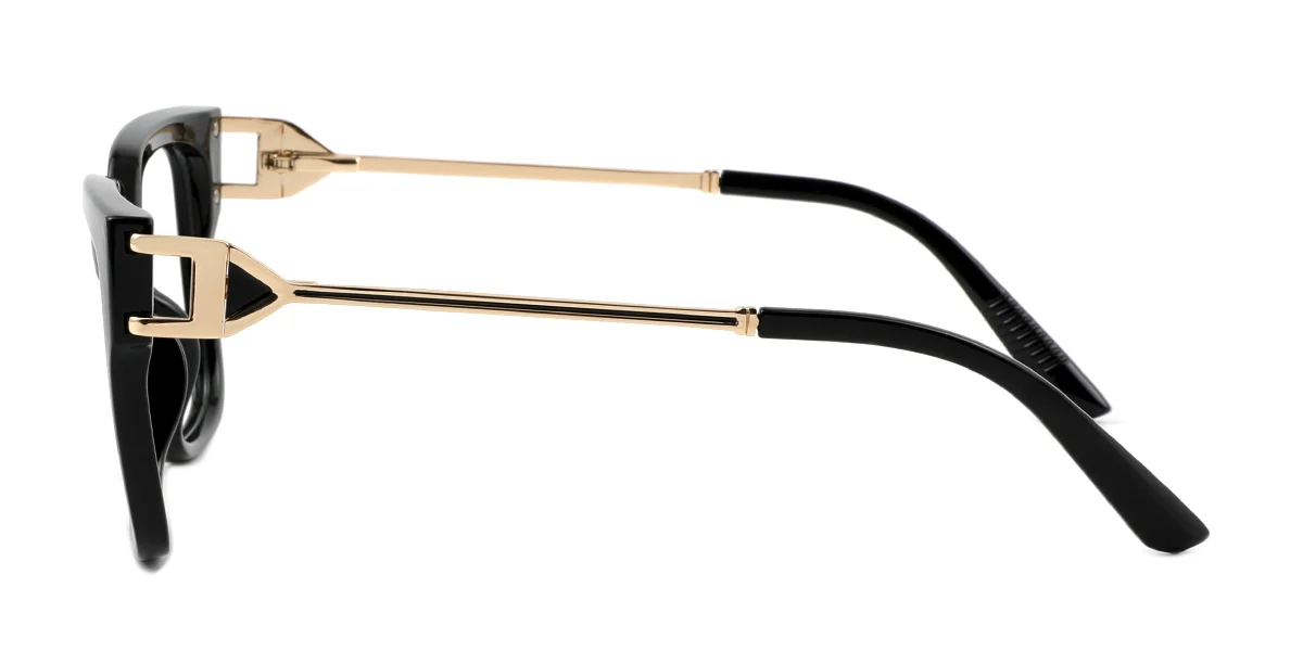 Black Rectangle Simple Classic Spring Hinges Custom Engraving Eyeglasses | WhereLight