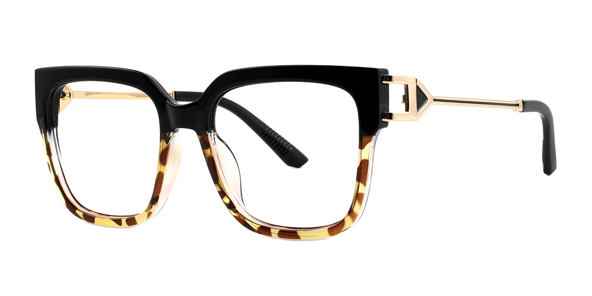 Tortoiseshell Rectangle Simple Classic Spring Hinges Custom Engraving Eyeglasses | WhereLight