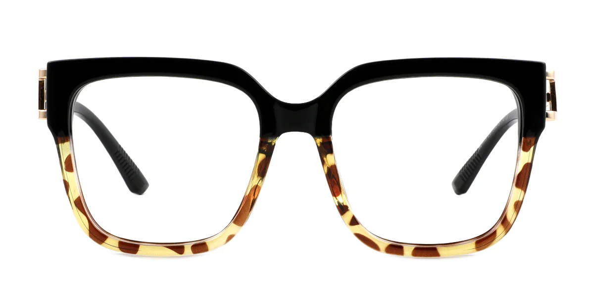 Tortoiseshell Rectangle Simple Classic Spring Hinges Custom Engraving Eyeglasses | WhereLight