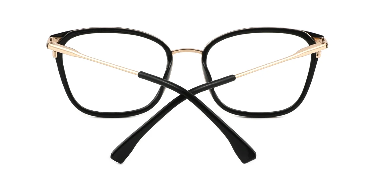 Black Rectangle Simple Classic Spring Hinges Custom Engraving Eyeglasses | WhereLight