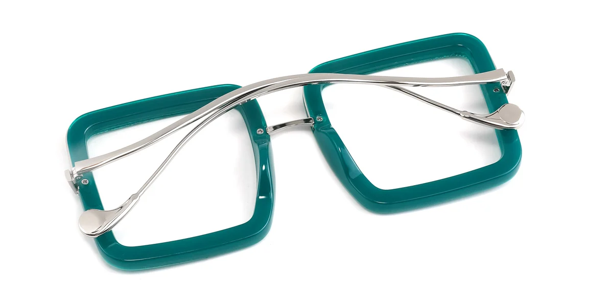 Green Rectangle Unique  Eyeglasses | WhereLight