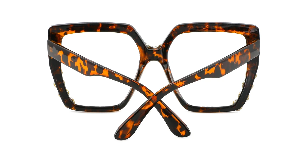 Tortoiseshell Rectangle Unique Rhinestone Custom Engraving Eyeglasses | WhereLight