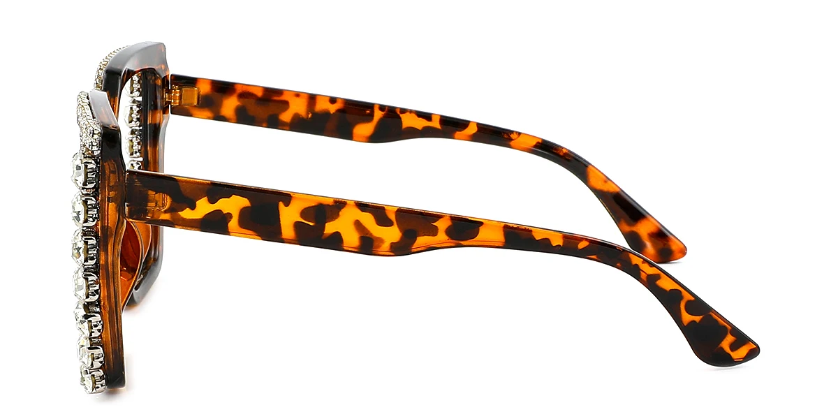 Tortoiseshell Rectangle Unique Rhinestone Custom Engraving Eyeglasses | WhereLight