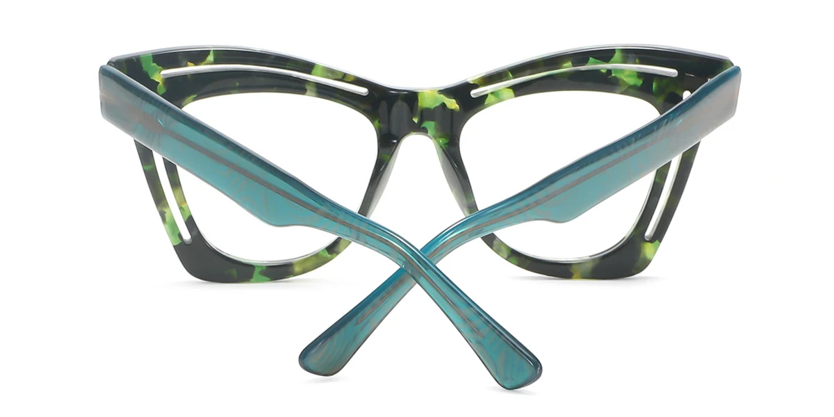 Green Rectangle Gorgeous Spring Hinges Eyeglasses | WhereLight