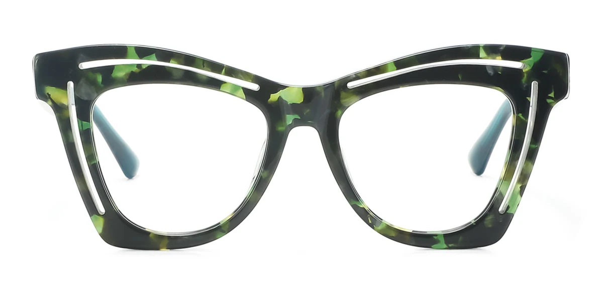 Green Rectangle Gorgeous Spring Hinges Eyeglasses | WhereLight