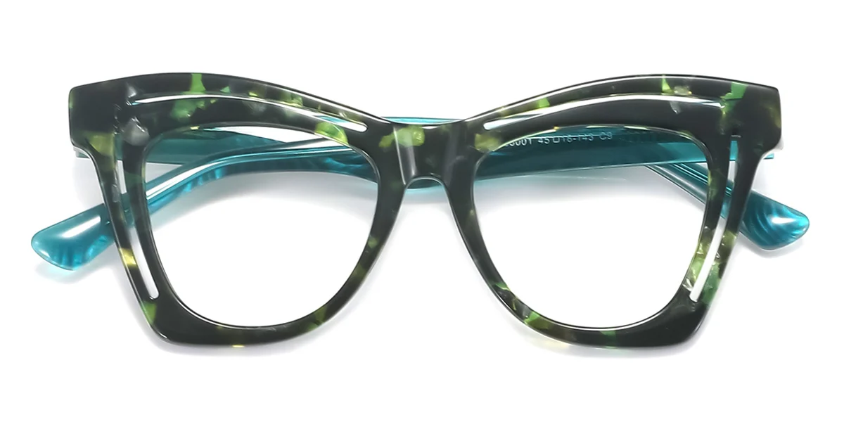 Green Rectangle Gorgeous Spring Hinges Eyeglasses | WhereLight