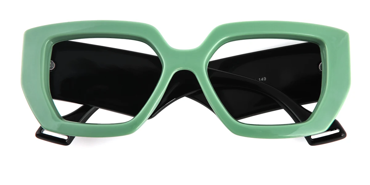 Green Geometric Unique Custom Engraving Eyeglasses | WhereLight
