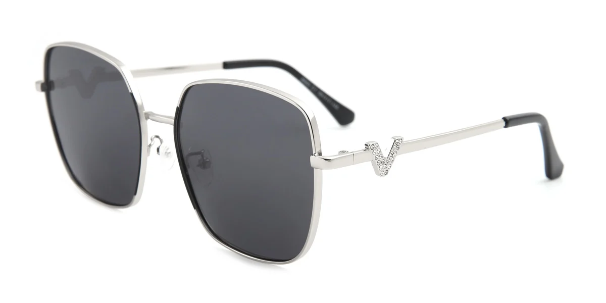 Silver Geometric Classic Gorgeous Rhinestone  Sunglasses | WhereLight