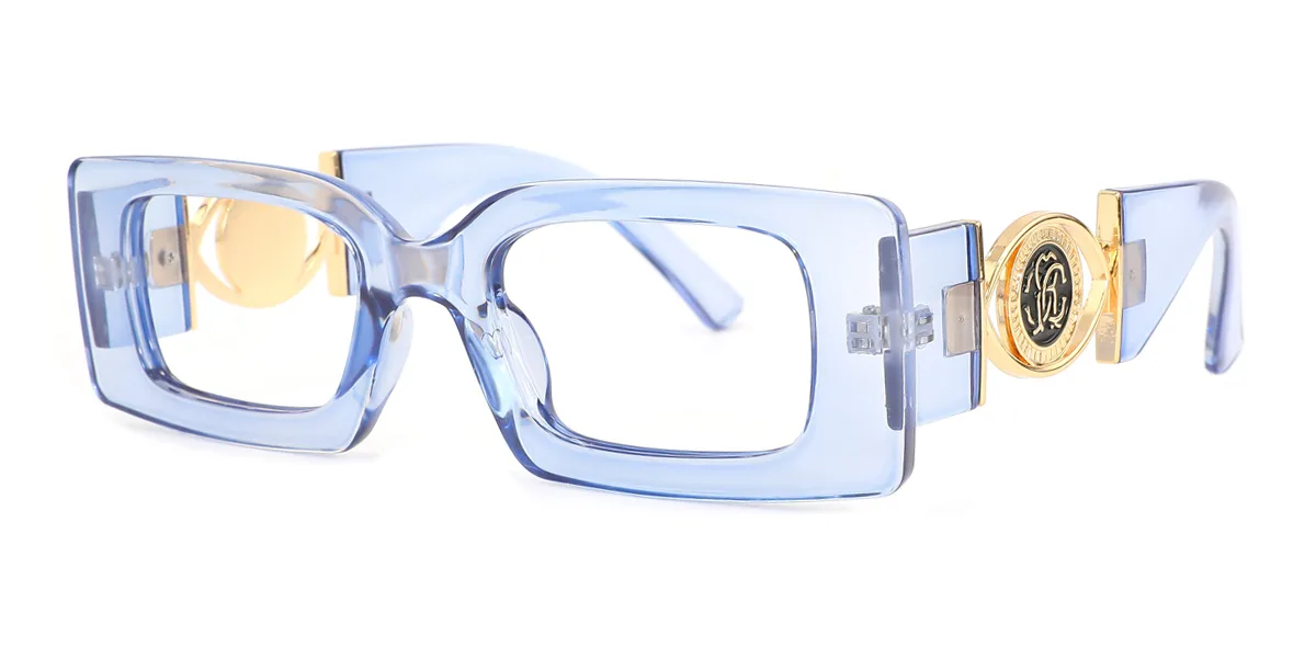 Blue Rectangle Unique  Eyeglasses | WhereLight