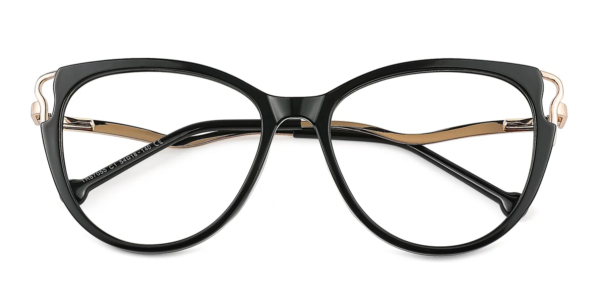 Black Cateye Gorgeous Spring Hinges Eyeglasses | WhereLight