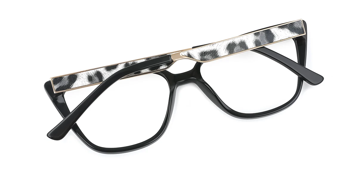 Black Cateye Retro Gorgeous Floral Acetate Spring Hinges Eyeglasses | WhereLight