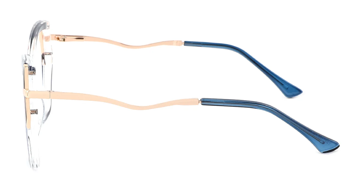 Blue Irregular Unique Spring Hinges Custom Engraving Eyeglasses | WhereLight