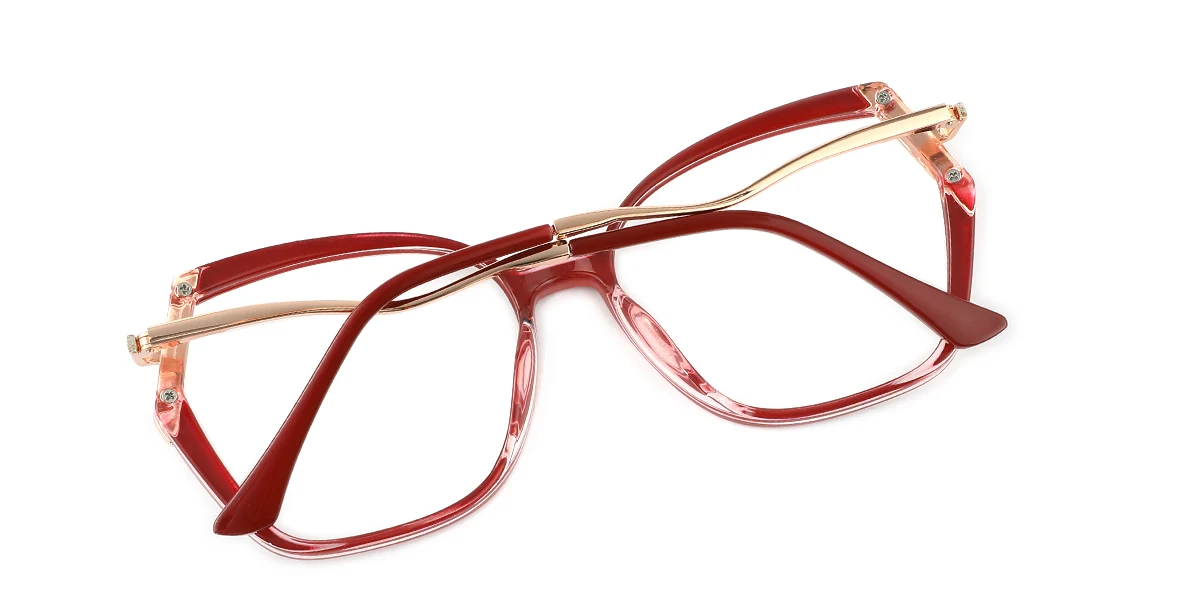 Red Irregular Unique Spring Hinges Custom Engraving Eyeglasses | WhereLight