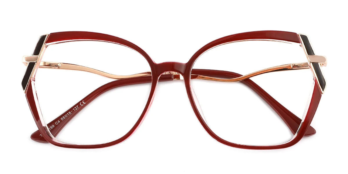 Red Irregular Unique Spring Hinges Custom Engraving Eyeglasses | WhereLight