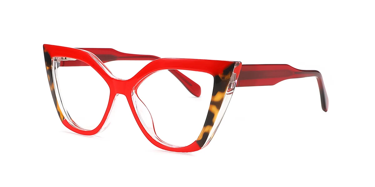 Red Cateye Unique Spring Hinges Eyeglasses | WhereLight