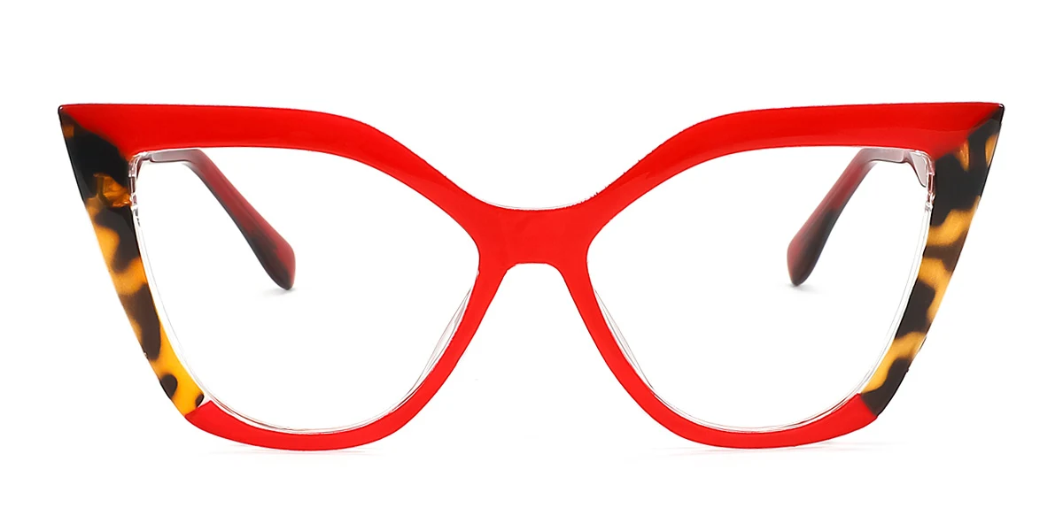 Red Cateye Unique Spring Hinges Eyeglasses | WhereLight