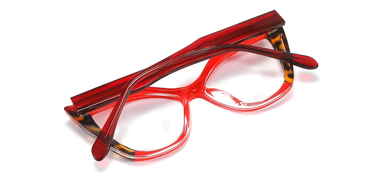 Red Cateye Unique Spring Hinges Eyeglasses | WhereLight