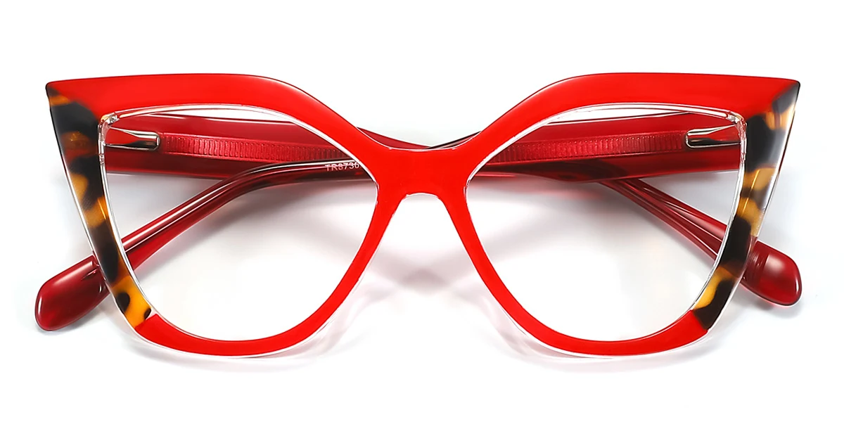 Red Cateye Unique Spring Hinges Eyeglasses | WhereLight