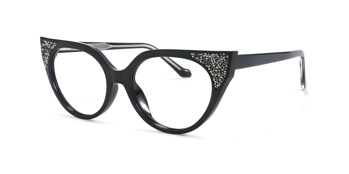 Black Cateye Gorgeous Spring Hinges Eyeglasses | WhereLight