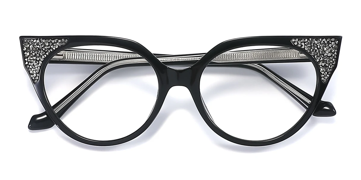 Black Cateye Gorgeous Spring Hinges Eyeglasses | WhereLight