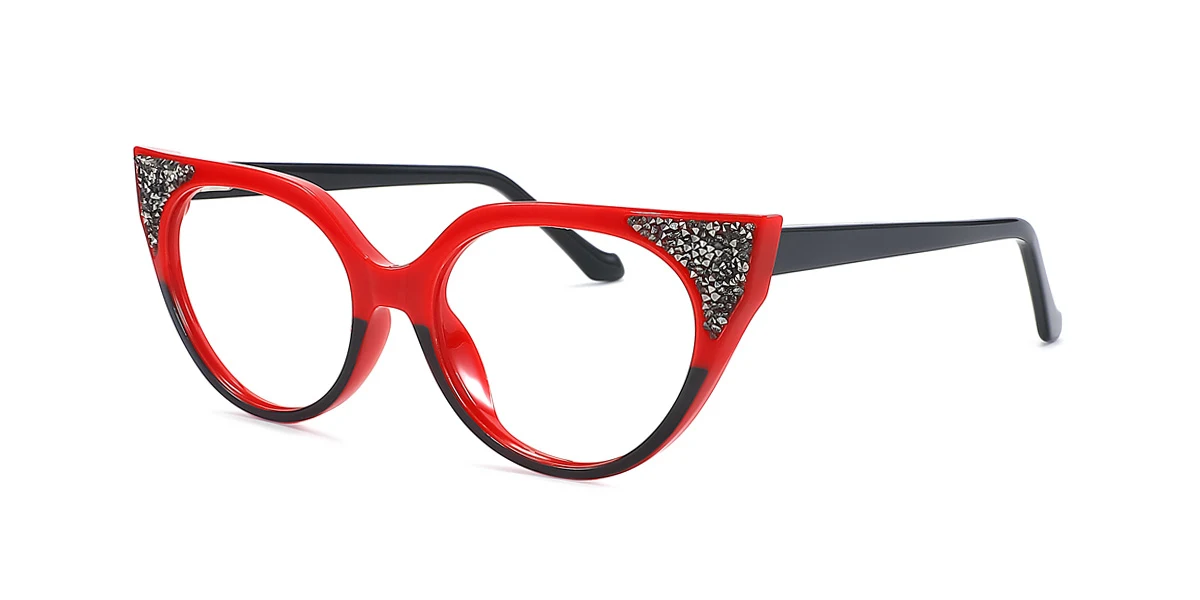 Red Cateye Gorgeous Spring Hinges Eyeglasses | WhereLight