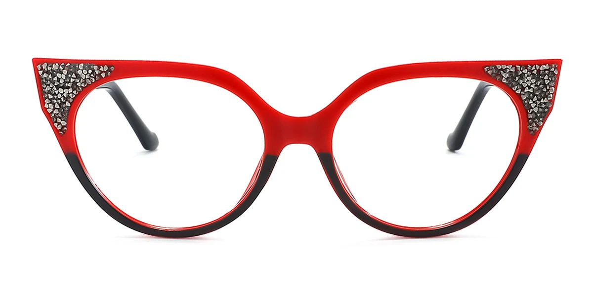 Red Cateye Gorgeous Spring Hinges Eyeglasses | WhereLight