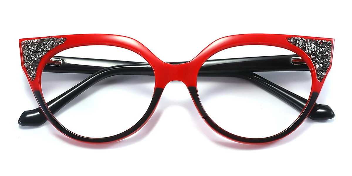 Red Cateye Gorgeous Spring Hinges Eyeglasses | WhereLight