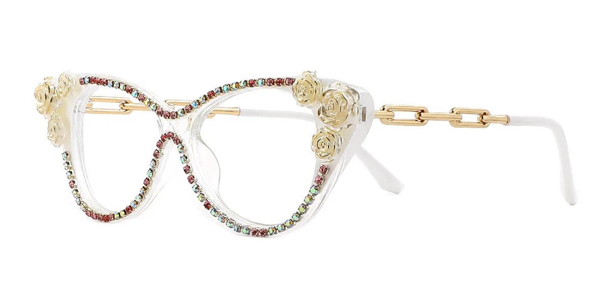 Clear Cateye Gorgeous Rhinestone  Eyeglasses | WhereLight