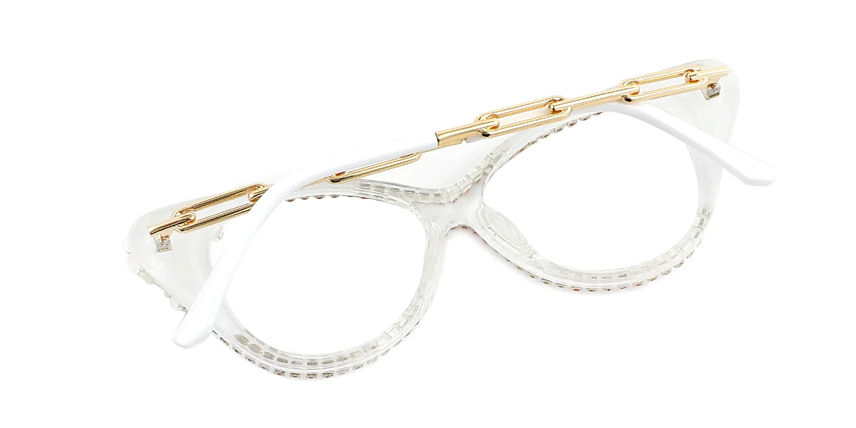 Clear Cateye Gorgeous Rhinestone  Eyeglasses | WhereLight