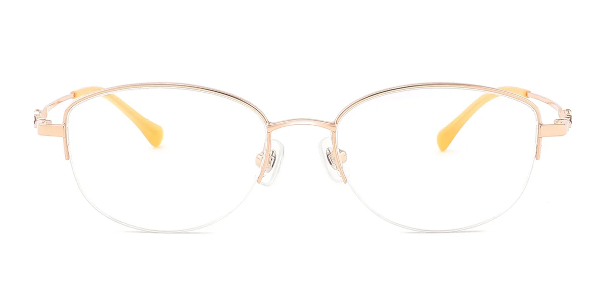 Gold Oval Simple Classic  Eyeglasses | WhereLight
