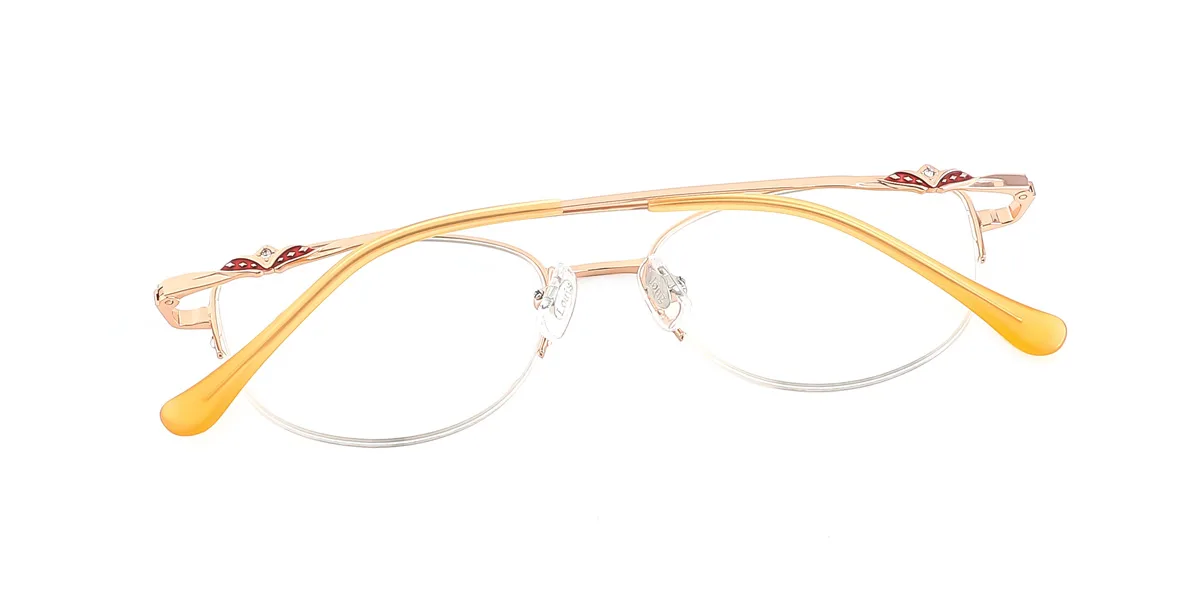 Gold Oval Simple Classic  Eyeglasses | WhereLight