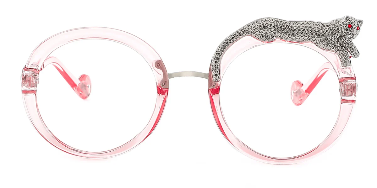 Pink Round Oval Unique Gorgeous Rhinestone  Eyeglasses | WhereLight