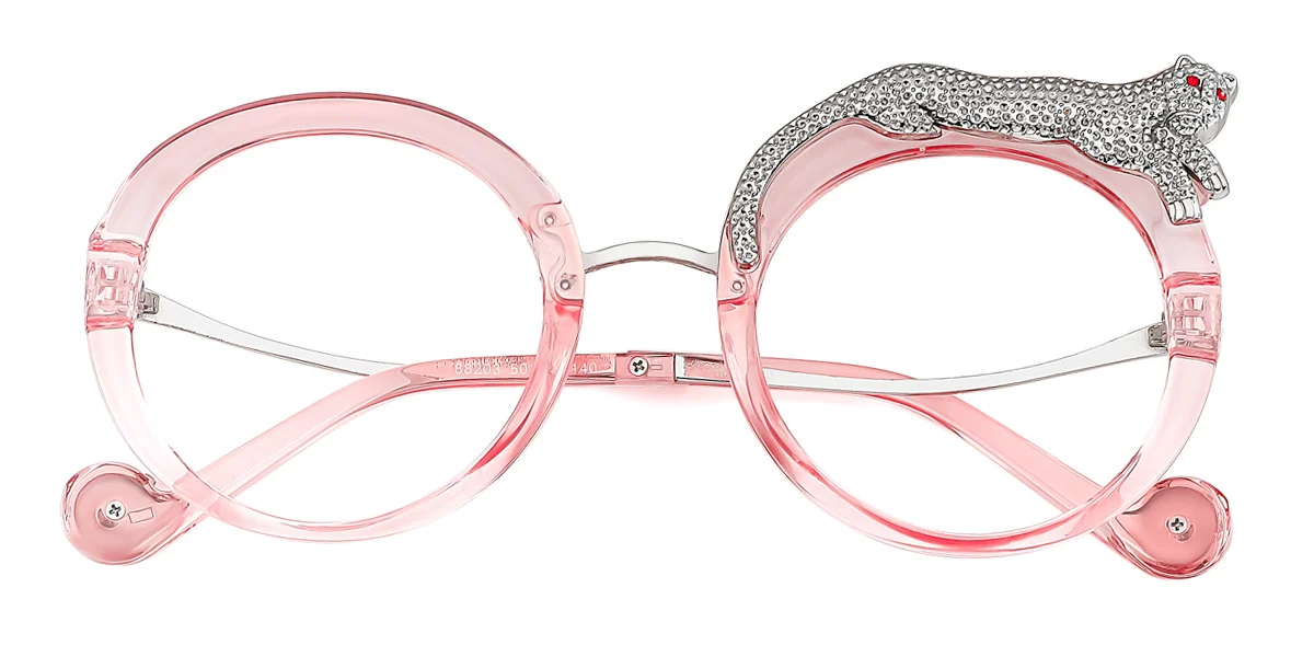 Pink Round Oval Unique Gorgeous Rhinestone  Eyeglasses | WhereLight