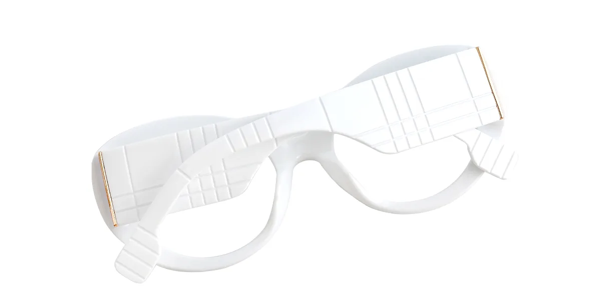 White Oval Simple Classic Retro Custom Engraving Eyeglasses | WhereLight