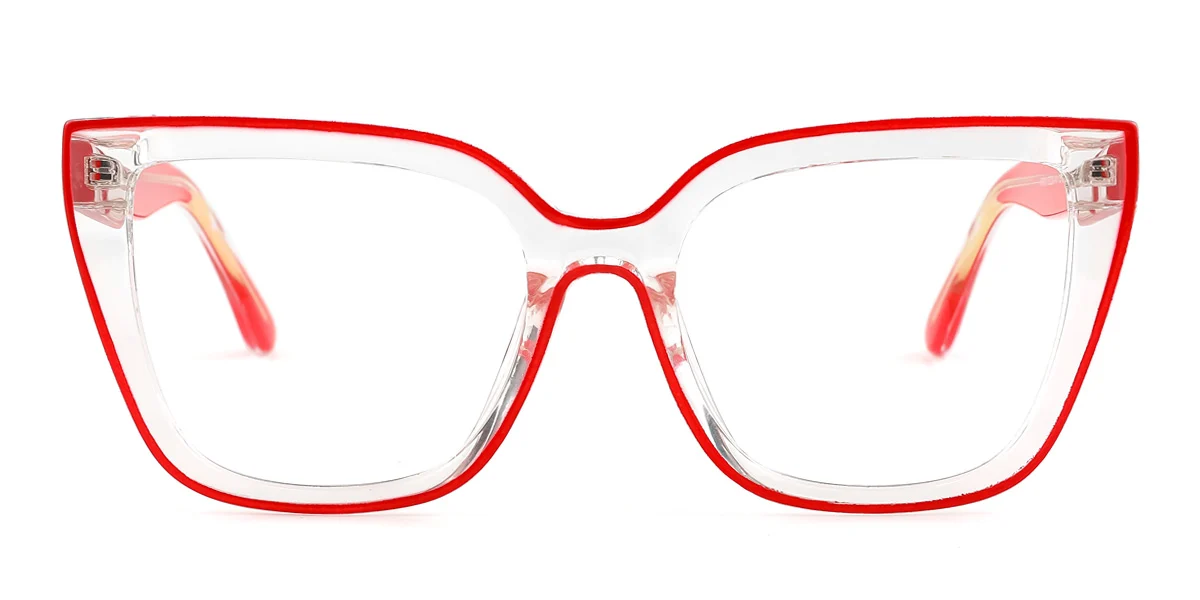 Red Rectangle Gorgeous Custom Engraving Eyeglasses | WhereLight