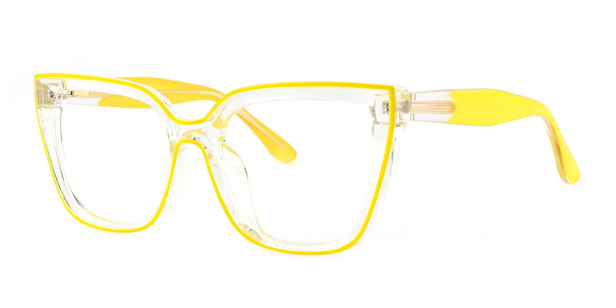 Yellow Rectangle Gorgeous Custom Engraving Eyeglasses | WhereLight