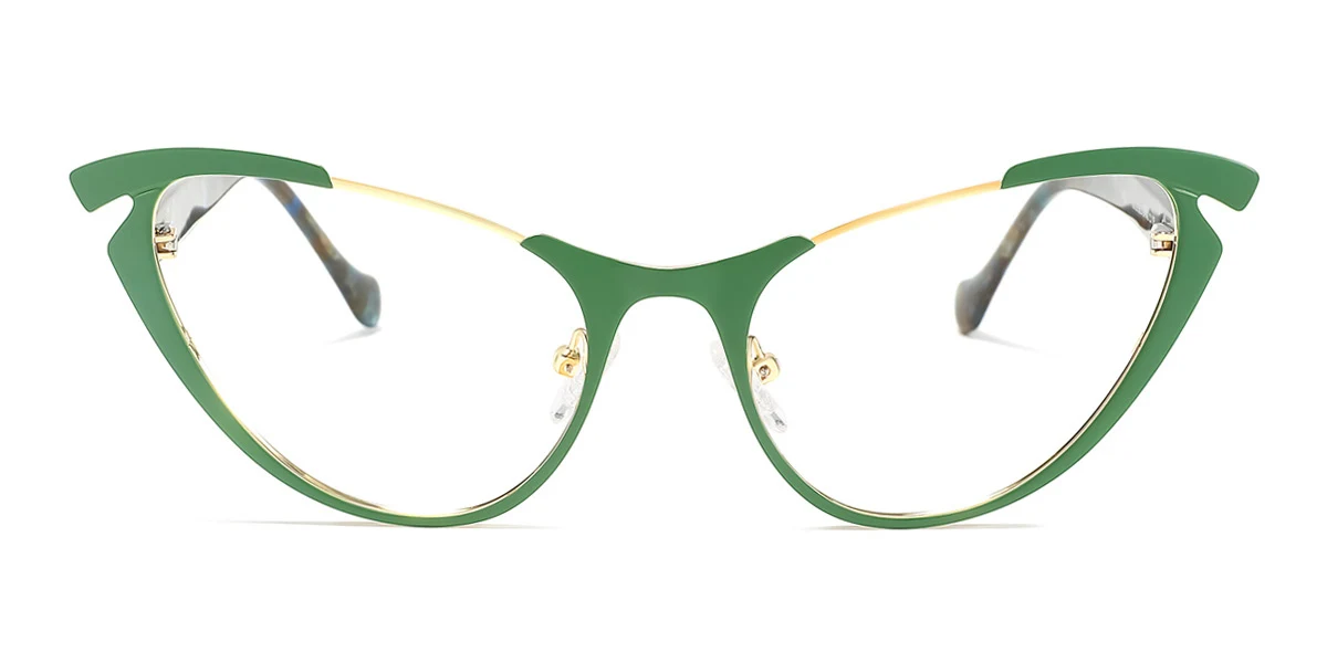 Green Cateye Unique Spring Hinges Custom Engraving Eyeglasses | WhereLight